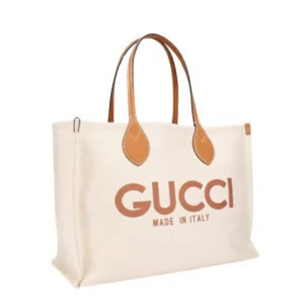 Gucci White leather tote bag canvas